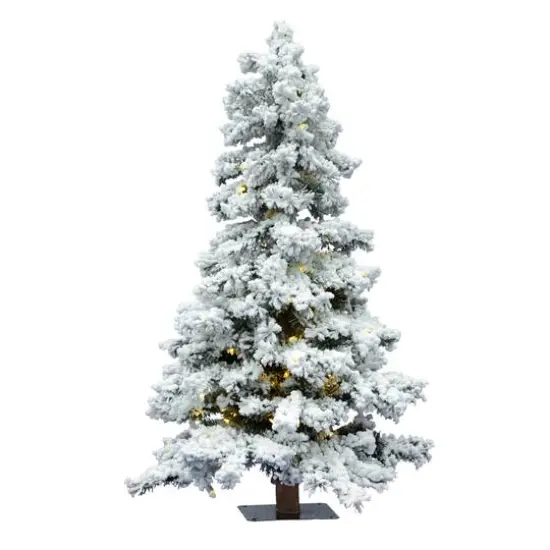 5ft. Pre-Lit Flocked Spruce Artificial Christmas Tree, Warm White Dura-Lit&reg; LED Lights {1}