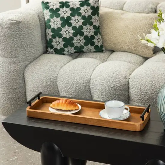 Glitzhome&reg; Rectangle Acacia Wood Trays Set {8}