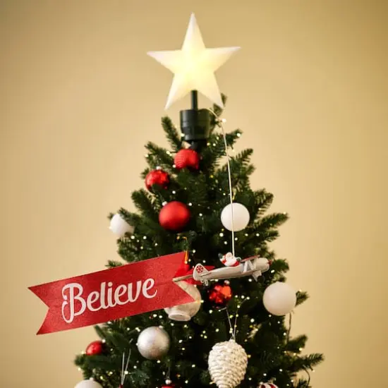 Santa's Biplane Animated Tree Topper with Banner {5}