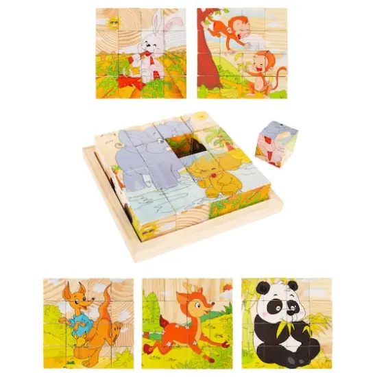 Toy Time Zoo Animals 6-in-1 Block Puzzle Set {1}