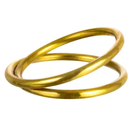 Hello Honey® Modern Round Brass Napkin Rings with Leather Tie Set {6}