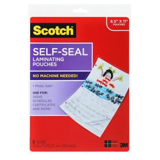Scotch&trade; Self-Seal Laminating Pouches, 8.5" x 11" {1}