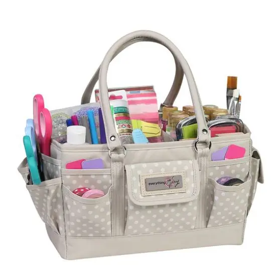 Everything Mary Tan Dot Deluxe Store & Tote Craft Organizer {4}