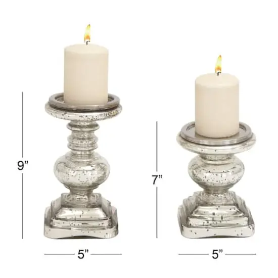 Silver Glass Traditional Candle Holder Set, 2ct. {6}