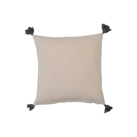 Hello Honey&reg; 18" Gray & Gold Leaf Pattern Cotton Pillow with Tassels {4}