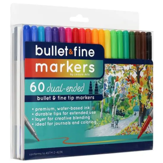 Leisure Arts&reg; 60 Color Dual-Ended Marker Set {1}