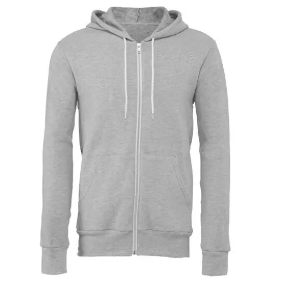BELLA+CANVAS® Fleece Full-Zip Adult Unisex Hoodie Athletic Heather {2}
