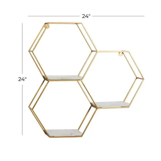 Gold Marble Contemporary Wall Shelf, 24" x 24" x 6" {6}