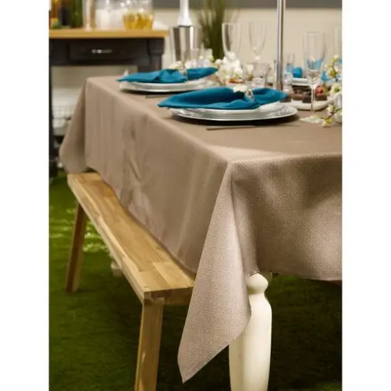 Stone Tonal Lattice Print Outdoor Tablecloth With Zipper 60" x 120" {5}