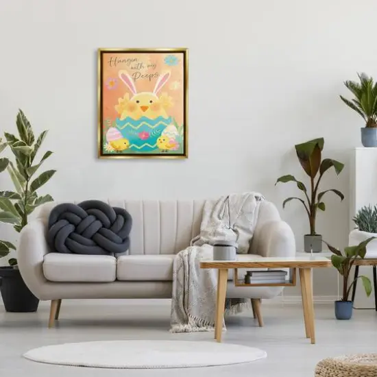 Stupell Industries Hangin' With My Peeps Easter Egg Chicks Floater Framed Art Gold {3}