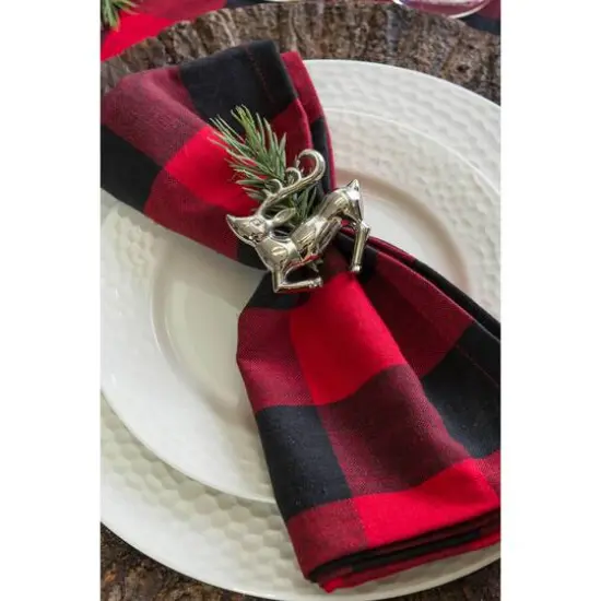 DII&reg; Buffalo Check Oversized Napkin, 6ct. Tango Red/Black {4}