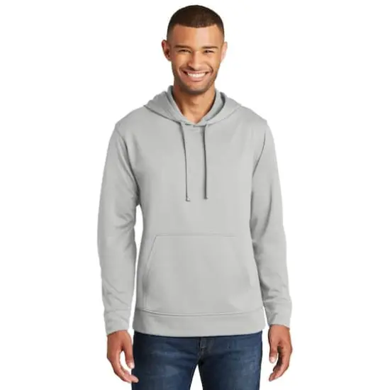 Port & Company&reg; Performance Fleece Pullover Hooded Adult Sweatshirt Silver {3}