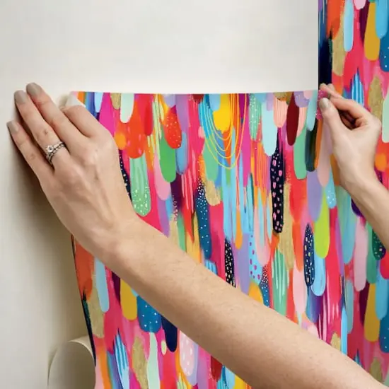 RoomMates Red Multi Brushstroke Peel & Stick Wallpaper {7}