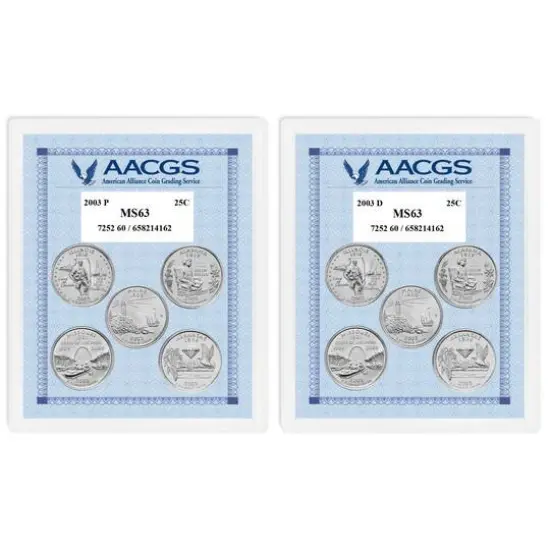 2003P & 2003D Statehood Quarters Graded MS63 Brilliant Uncirculated  {1}