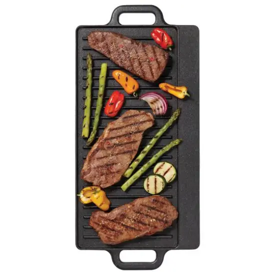 THE ROCK by Starfrit Traditional Cast Iron Reversible Grill Griddle {7}