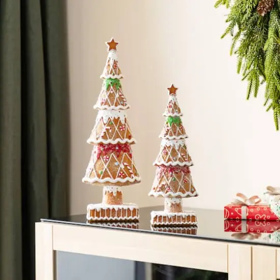 Glitzhome&reg; Resin Christmas Tree Table Decor Set {4}