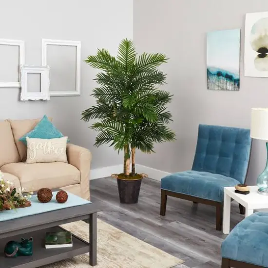 6ft. Areca Palm Tree in Metal Pail with Rope {3}