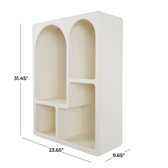 31" Cream Geometric Arched Wall Shelf {6}