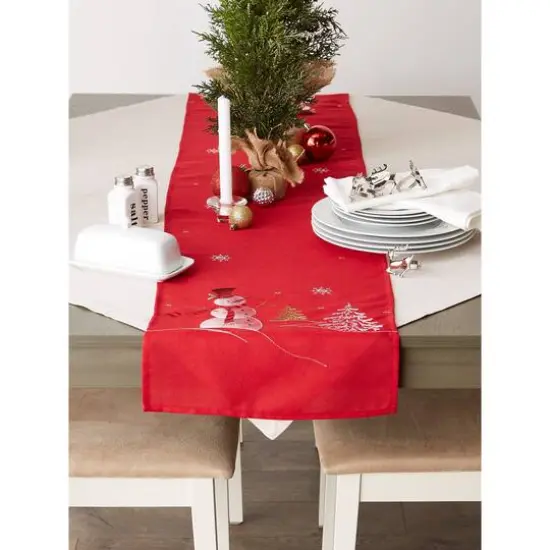 DII&reg; 108" Snowman Embroidered Table Runner {7}