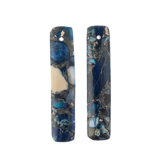 John Bead Earth&rsquo;s Jewels Synthetic Imperial Jasper Rectangle Pendant Slices, 2ct. Blue {3}