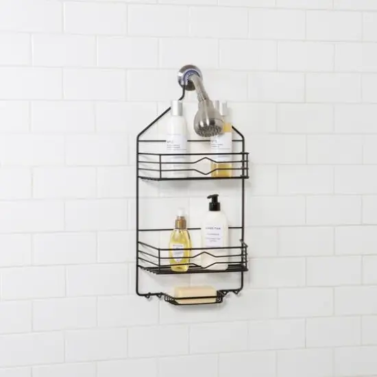 Bath Bliss Matte Black 2 Tier Aztec Shower Caddy {5}
