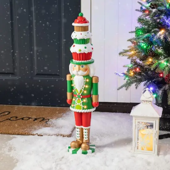 Glitzhome® 28" Pre-Lit Christmas Nutcracker Porch Décor with Timer {3}