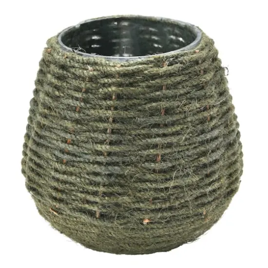 Hello Honey&reg; 5.5" Gray Hand-Woven Jute & Glass Votive Candle Holder {4}
