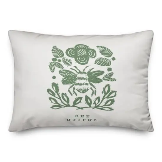 Bumblebee And Leaves Yellow 14" x 20" Throw Pillow {1}