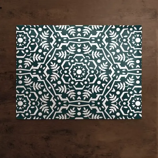 Folk Floral Teal 18" x 14" Cotton Twill Placemat {3}