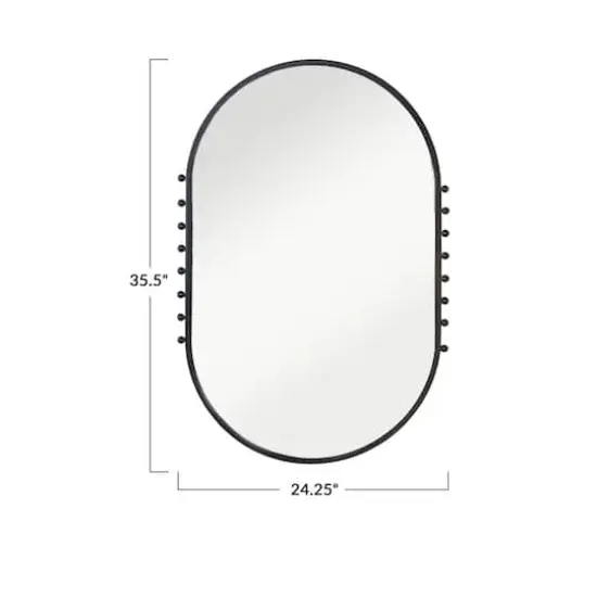 Hello Honey&reg; 35.5" Matte Black Metal Framed Oval Wall Mirror with Balls {6}