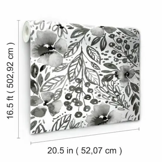 RoomMates Clara Jean April Showers Peel & Stick Wallpaper Black/White {9}