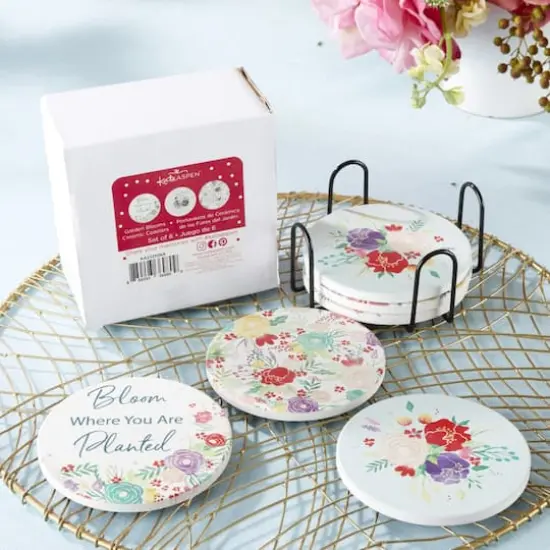 Kate Aspen&reg; Garden Blooms Ceramic Coasters with Holder, 6ct. {7}