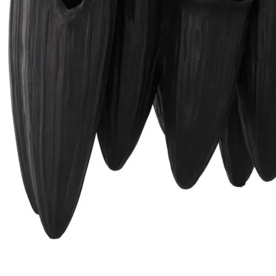 13.25" Black Ceramic Abstract Floral Inspired Decorative Vase with Linear Grooves & 10 Openings {6}