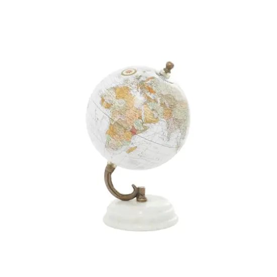 8" White Marble & Metal Modern Globe {1}