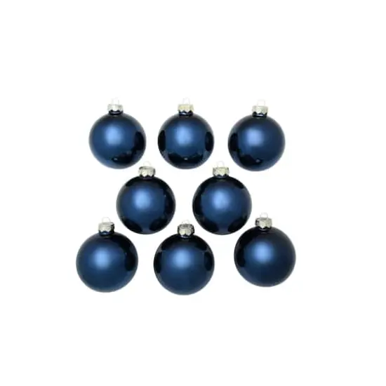Whitehurst 8ct. 3.25" Shiny Glass Ball Ornaments Midnight Blue Shiny {3}