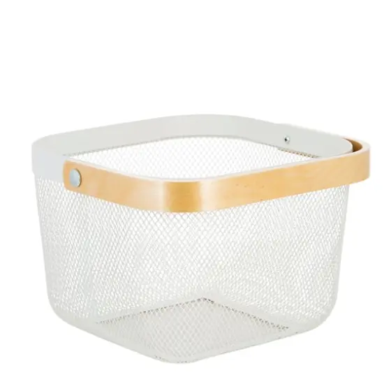 Simplify White Mesh Tote with Bamboo Handle {8}