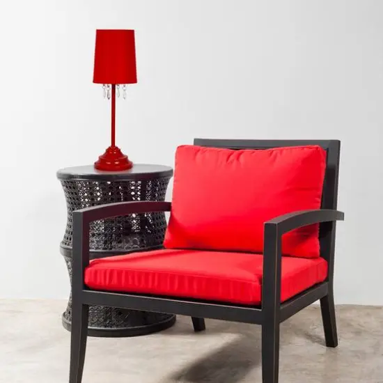 Simple Designs 17.2" Table Lamp with Fabric Shade & Hanging Beads Red {5}