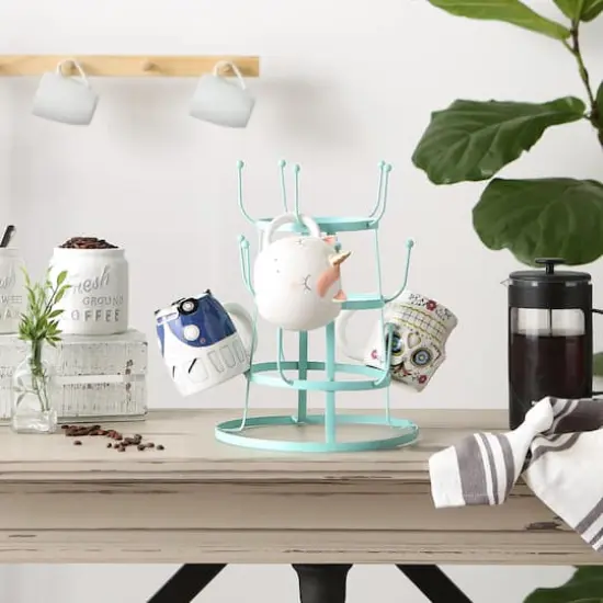 DII&reg; Vintage Coffee Mug Stand Matte Aqua {6}