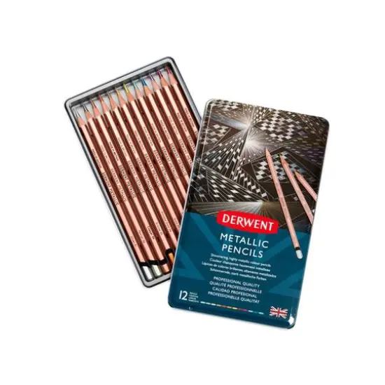 Derwent&reg; 12 Color Metallic Pencil Tin {3}