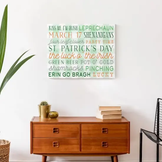 St Pat Day Words Canvas 16" x 20" Canvas Wall Art {5}