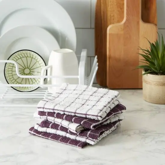 DII&reg; Eggplant Combo Windowpane Dishcloths, 6ct. {6}