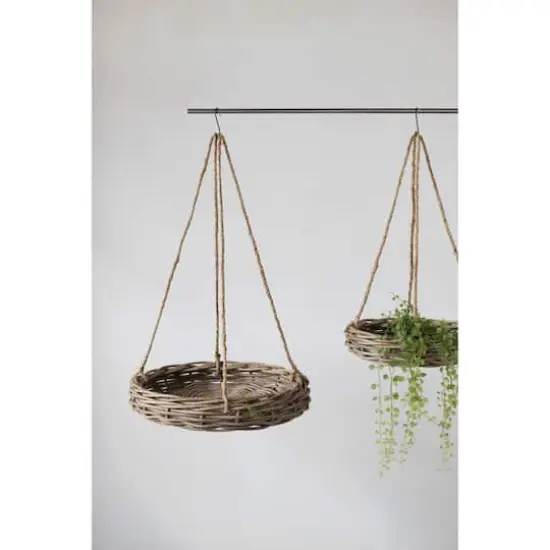 Hello Honey&reg; Handwoven Hanging Rattan Baskets with Rope Hangers Set {6}