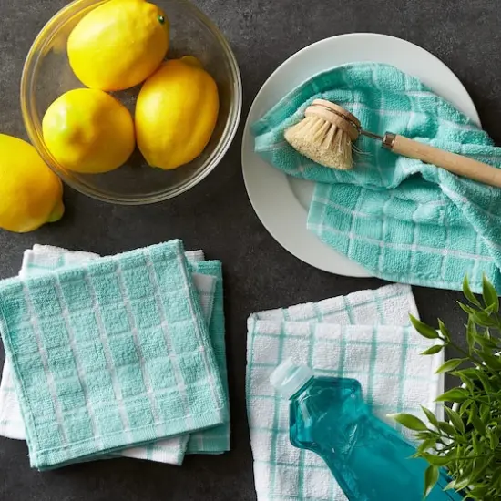 DII&reg; Aqua Combo Windowpane Dishcloths, 6ct. {8}