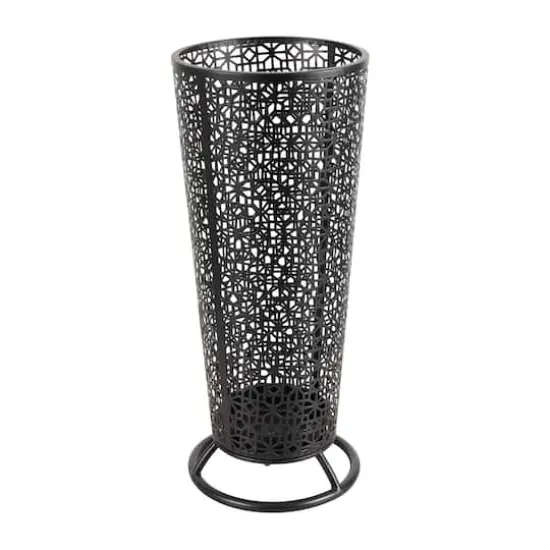 25" Black Ornate Metal Umbrella Stand {1}