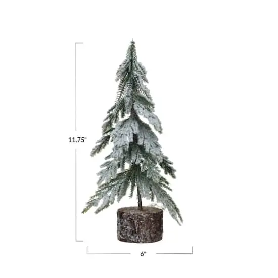 Hello Honey Snow Finish Faux Fir Tree with Wood Base {4}