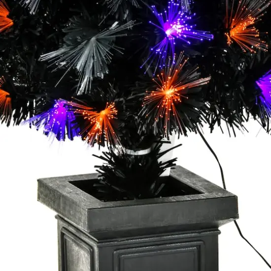 48'' Black Fiber Optic Halloween Entrance Tree {5}