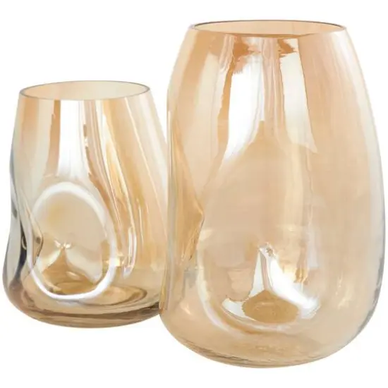 Iridescent Gold Concaved Glass Vase Set {6}