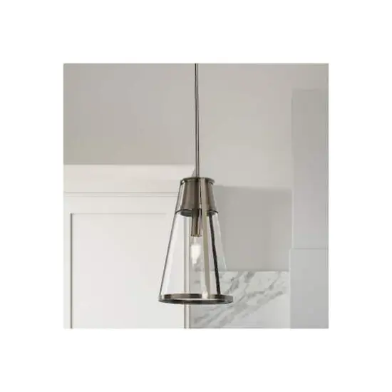 Hello Honey&reg; Robert Stevenson Lighting Jaxon Metal & Seedy Glass Ceiling Light Polished Nickel {5}