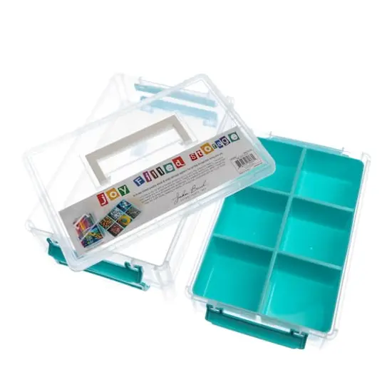 John Bead 10" Joy Filled Clear & Turquoise Stackable Storage With Handle {3}