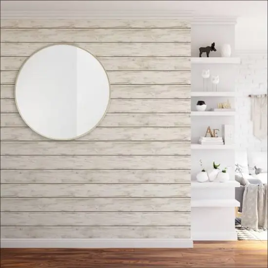 InHome White Washed Plank Peel & Stick Wallpaper {4}
